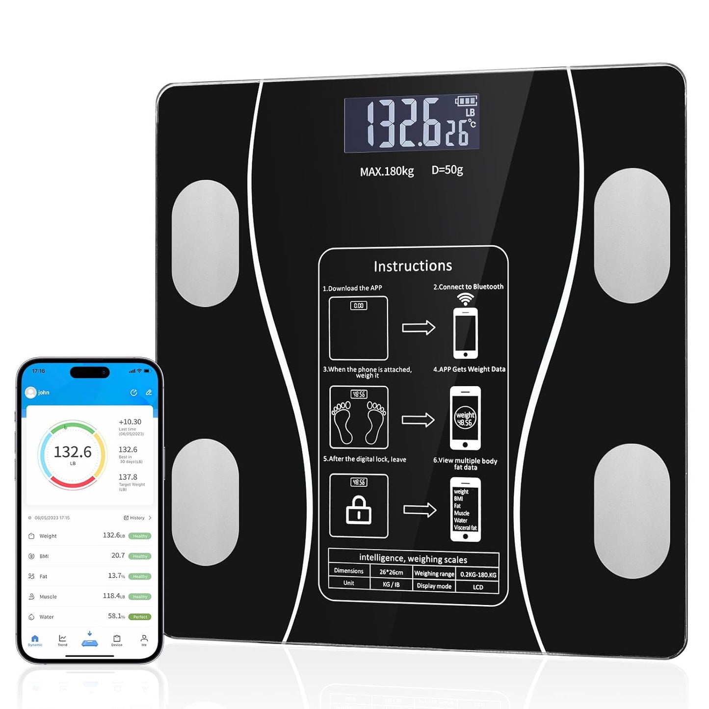 Balanza Báscula Digital con Bluetooth