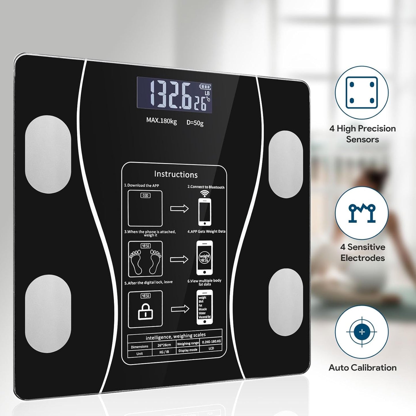 Balanza Báscula Digital con Bluetooth