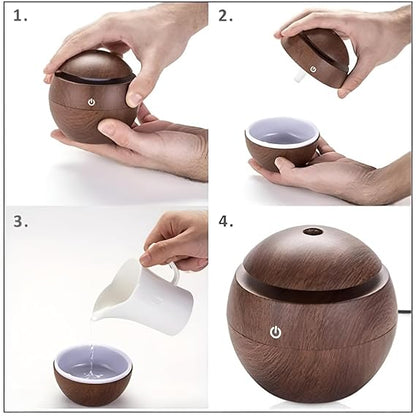 Humidificador Esférico Madera LED 5V