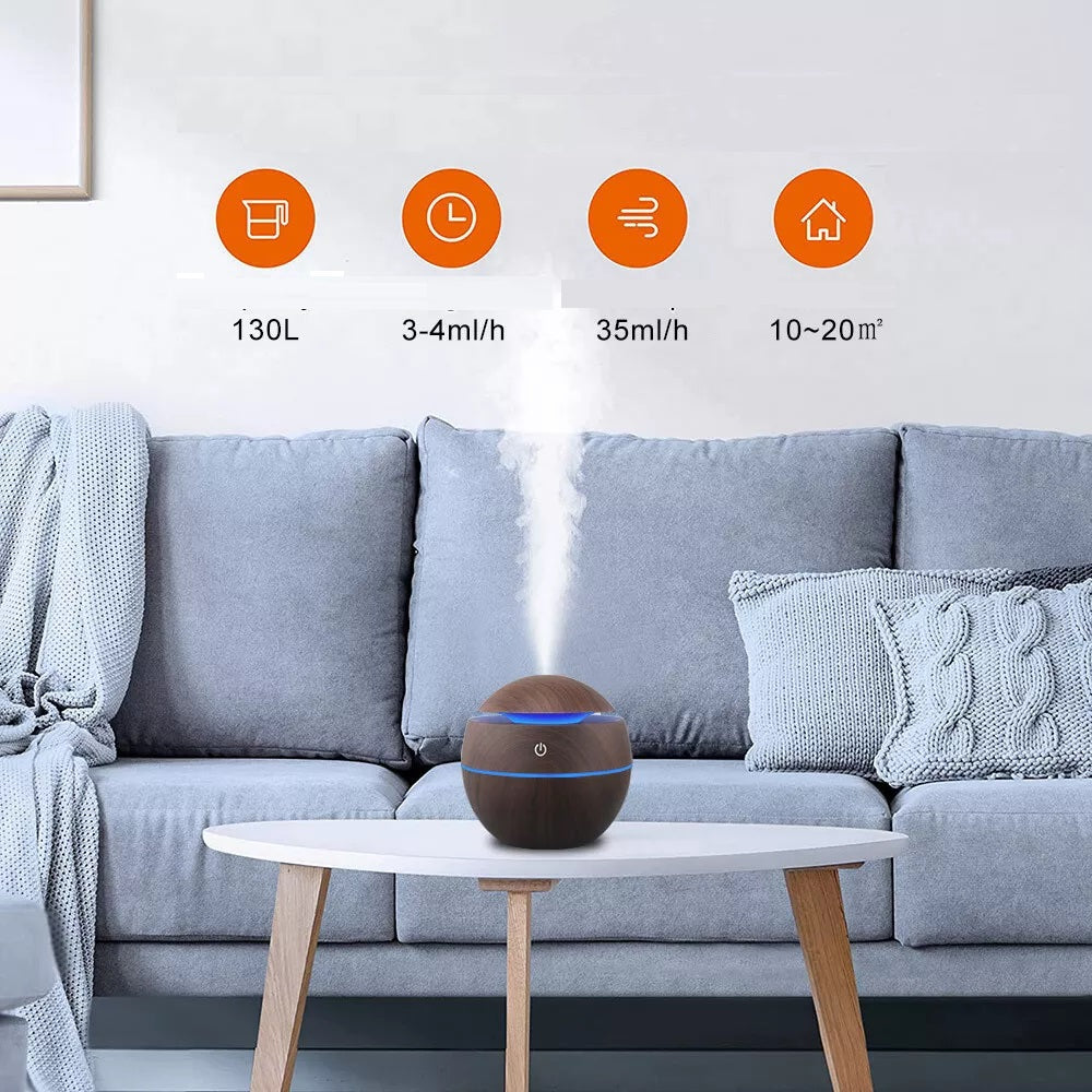 Humidificador Esférico Madera LED 5V