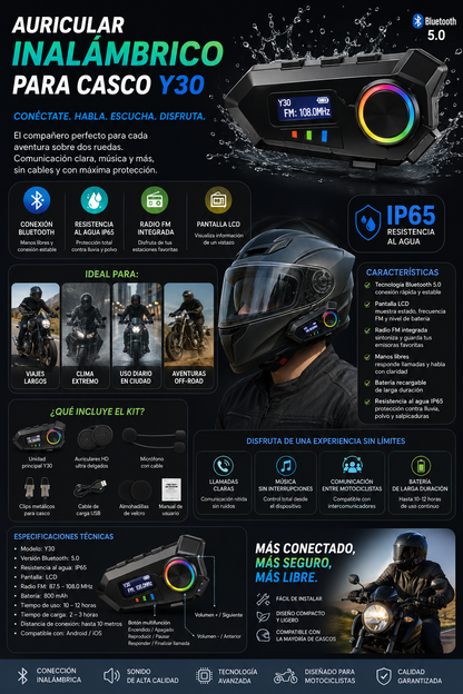 Auricular Inalámbrico Para Casco Moto