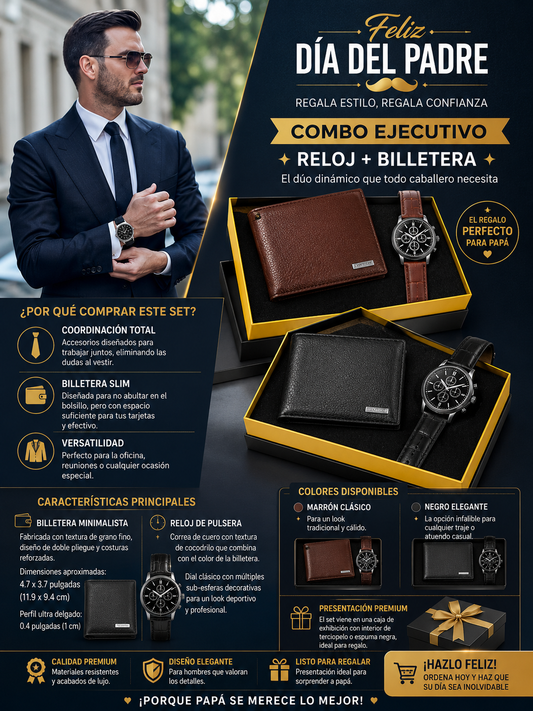 Set x2 hombre billetera y reloj