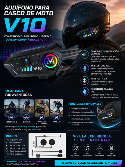 AUDIFONO PARA CASCO DE MOTO V10
