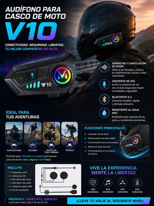 AUDIFONO PARA CASCO DE MOTO V10