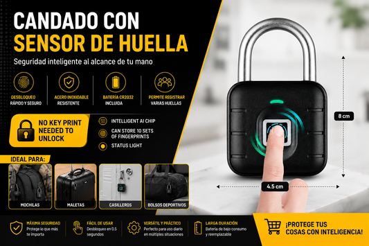 CANDADO CON SENSOR DE HUELLA
